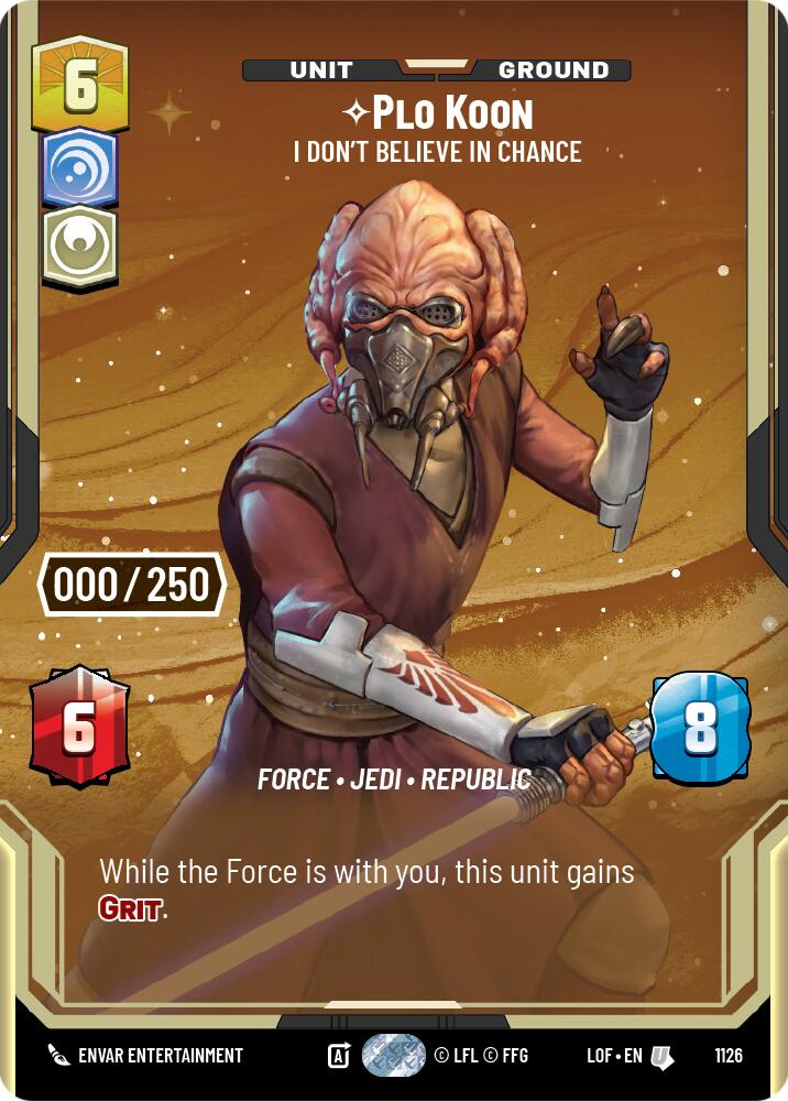 Plo Koon - I Don't Believe in Chance (1126) (Serialized) (1126) [Legends of the Force] | Cards and Coasters CA