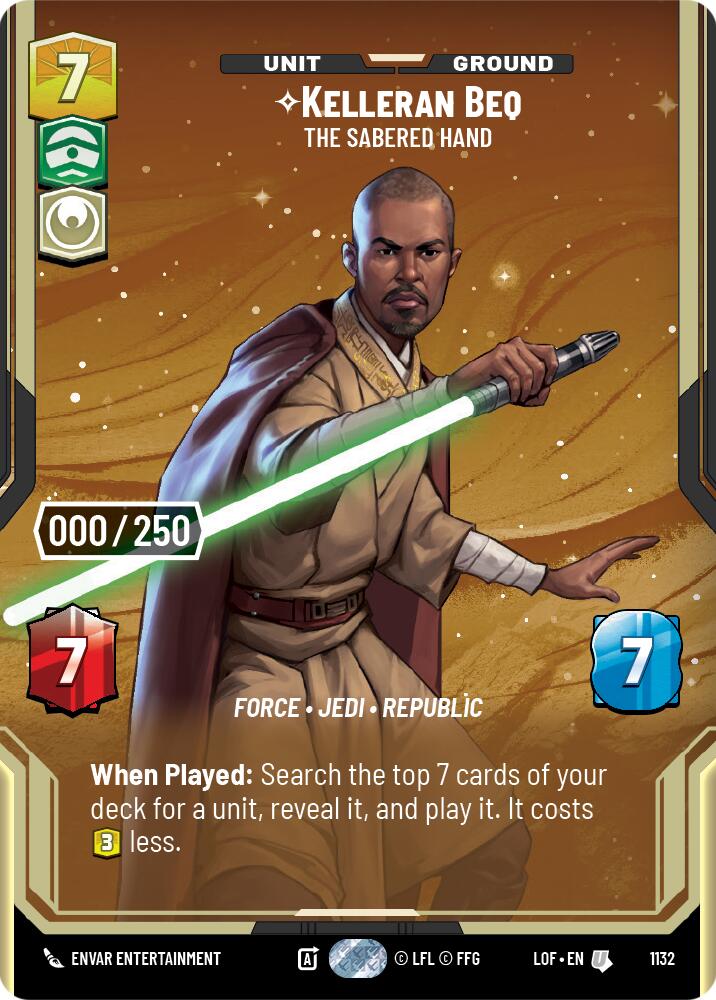 Kelleran Beq - The Sabered Hand (1132) (Serialized) (1132) [Legends of the Force] | Cards and Coasters CA