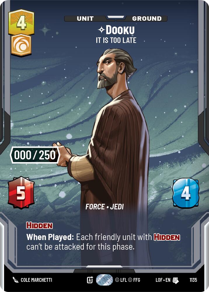 Dooku - It Is Too Late (1135) (Serialized) (1135) [Legends of the Force] | Cards and Coasters CA