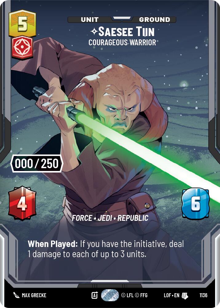Saesee Tiin - Courageous Warrior (1136) (Serialized) (1136) [Legends of the Force] | Cards and Coasters CA