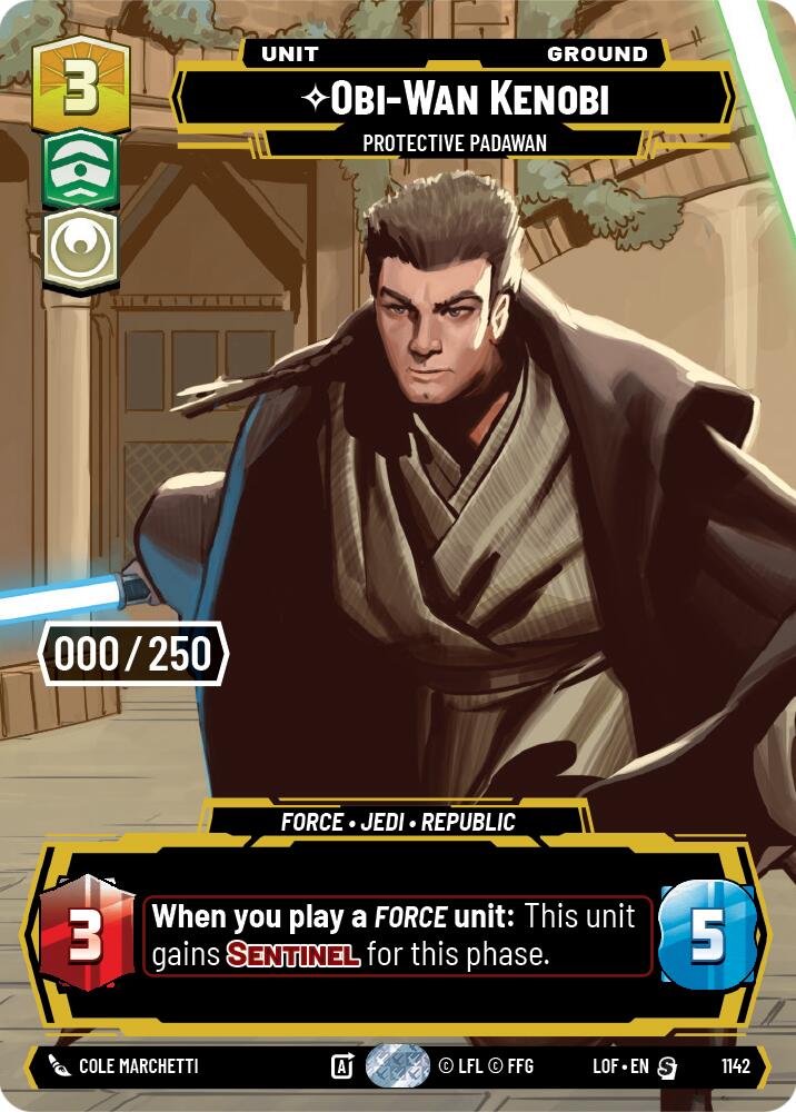 Obi-Wan Kenobi - Protective Padawan (1142) (Serialized) (1142) [Legends of the Force] | Cards and Coasters CA