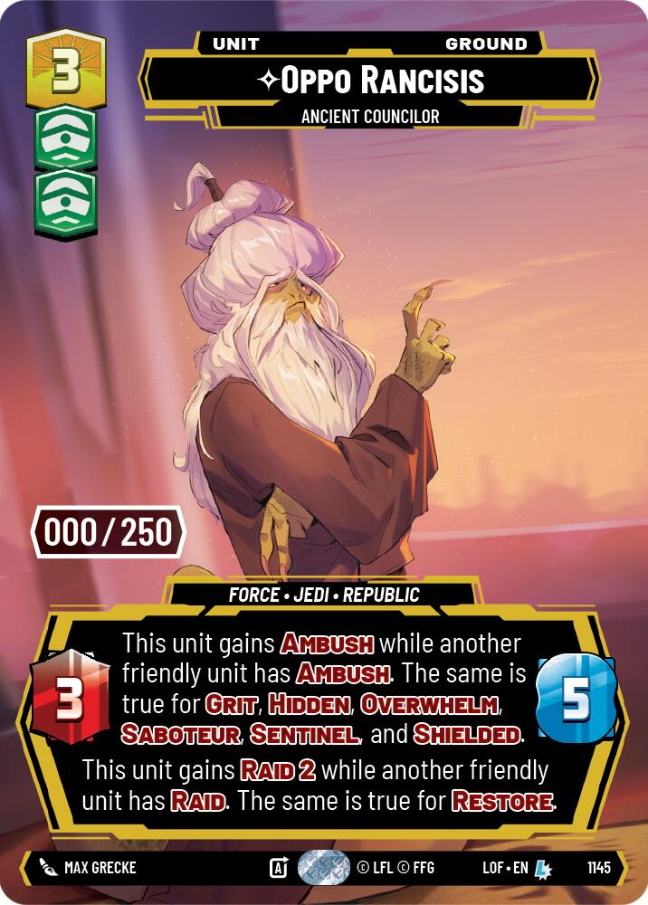 Oppo Rancisis - Ancient Councilor (1145) (Serialized) (1145) [Legends of the Force] | Cards and Coasters CA