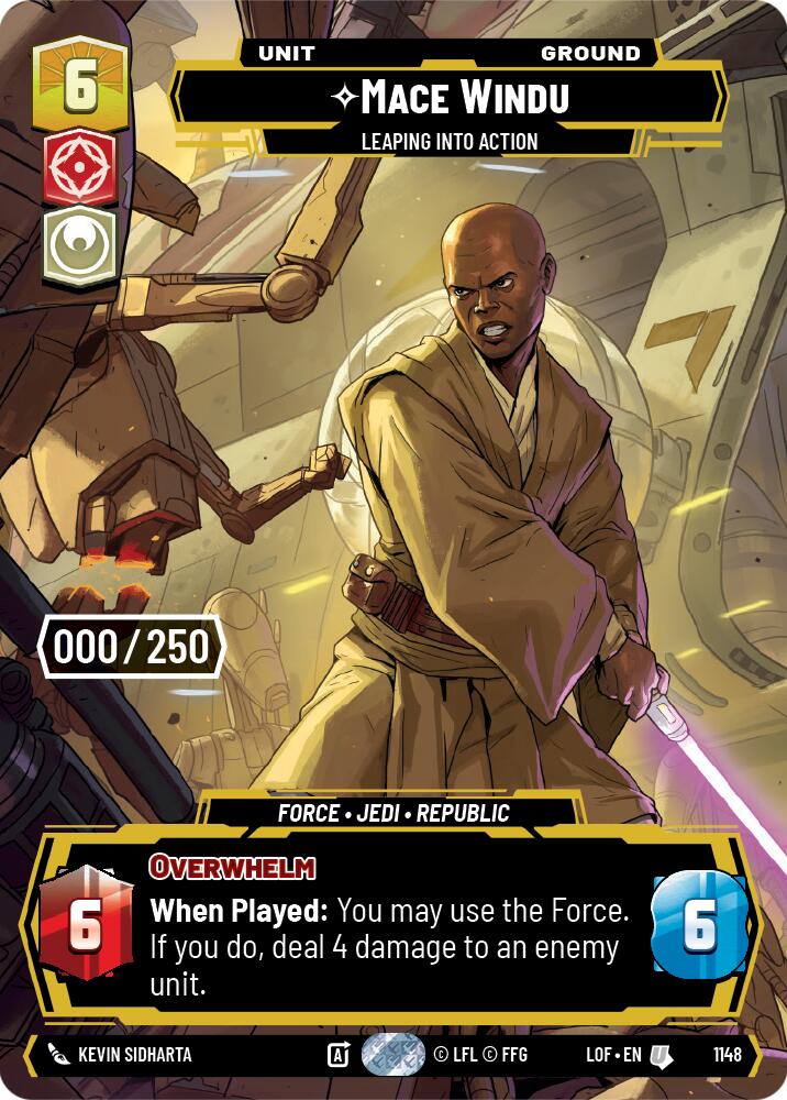 Mace Windu - Leaping into Action (1148) (Serialized) (1148) [Legends of the Force] | Cards and Coasters CA