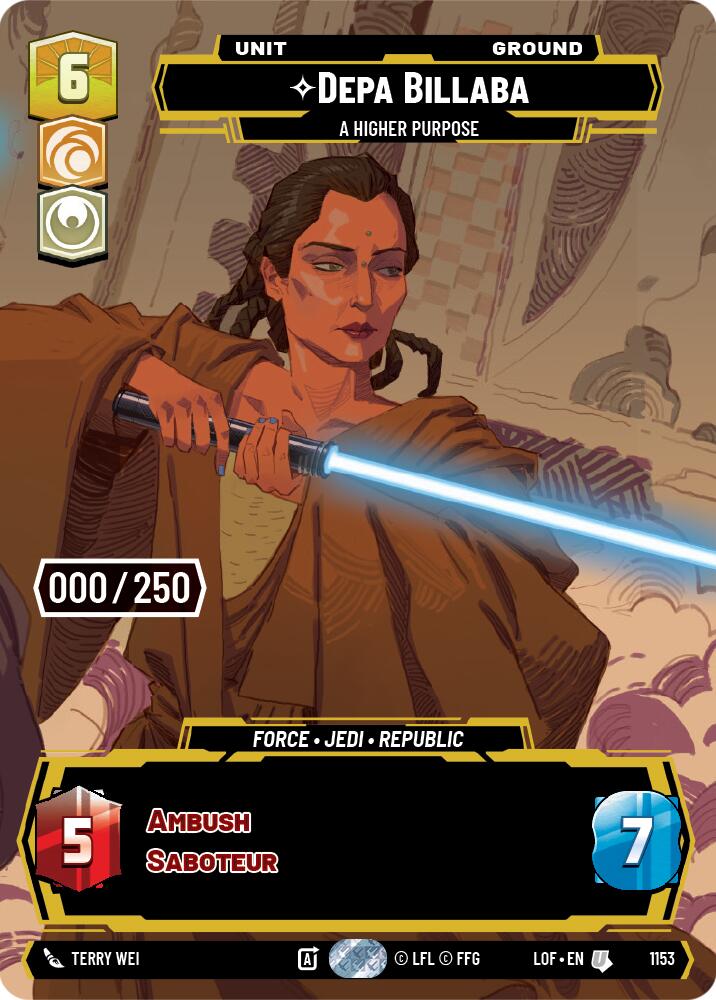 Depa Billaba - A Higher Purpose (1153) (Serialized) (1153) [Legends of the Force] | Cards and Coasters CA
