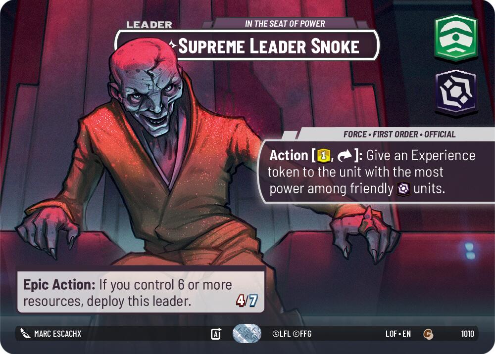 Supreme Leader Snoke - In the Seat of Power (1010) (Showcase) (1010) [Legends of the Force] | Cards and Coasters CA