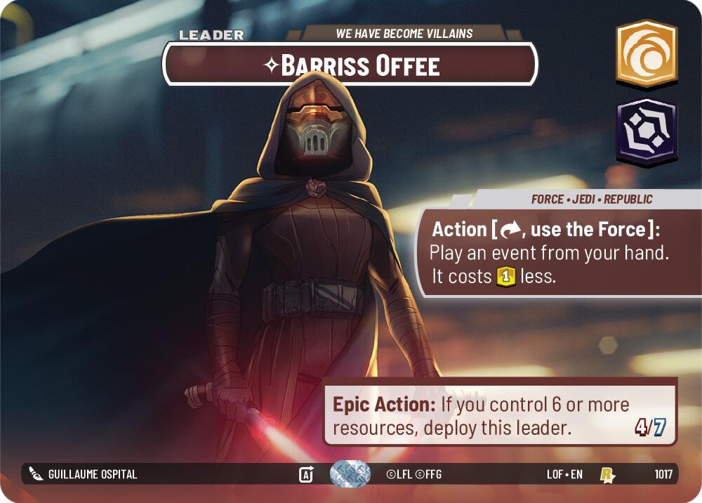 Barriss Offee - We Have Become Villains (1017) (Showcase) (1017) [Legends of the Force] | Cards and Coasters CA