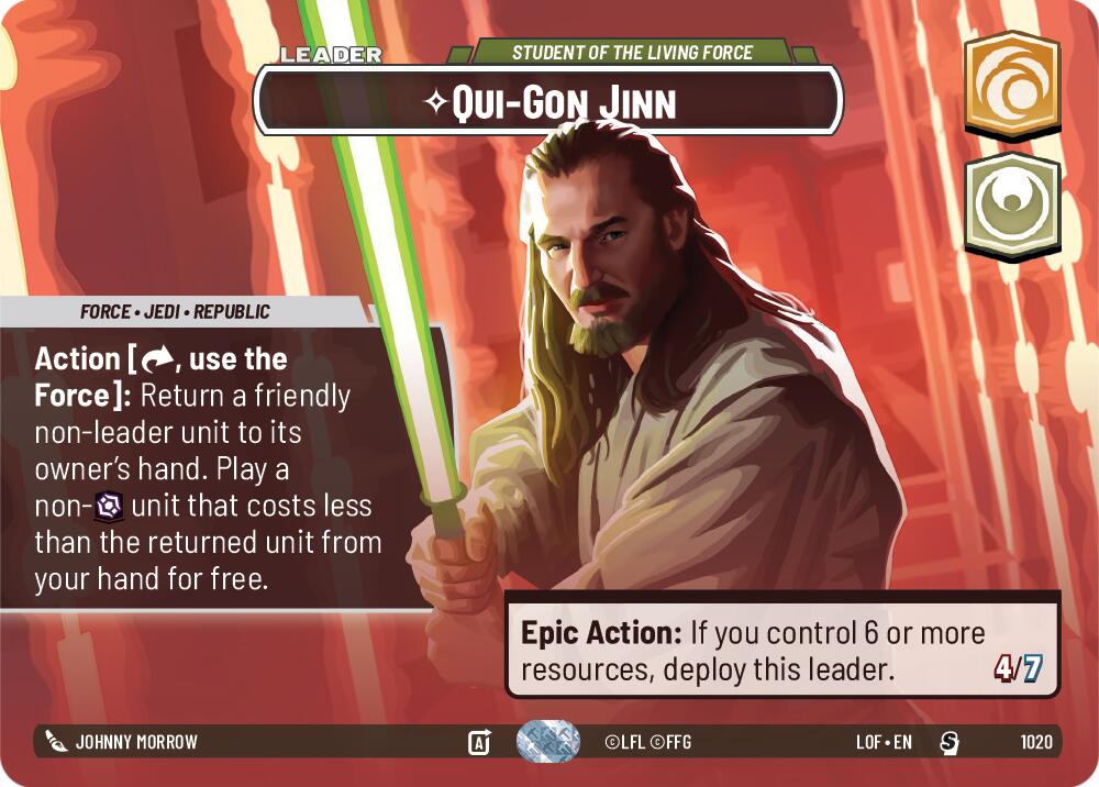 Qui-Gon Jinn - Student of the Living Force (1020) (Showcase) (1020) [Legends of the Force] | Cards and Coasters CA