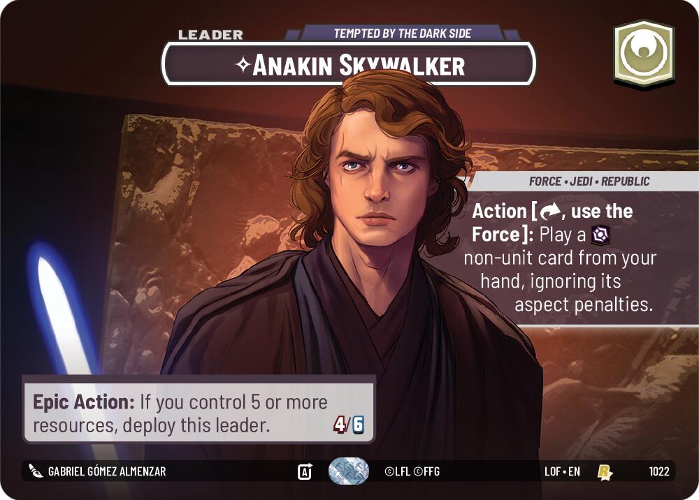 Anakin Skywalker - Tempted by the Dark Side (1022) (Showcase) (1022) [Legends of the Force] | Cards and Coasters CA