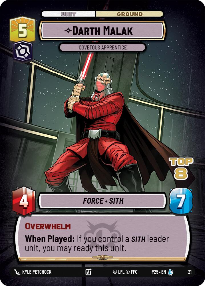 Darth Malak - Covetous Apprentice (Top 8) (21) (21) [Organized Play Promos] | Cards and Coasters CA