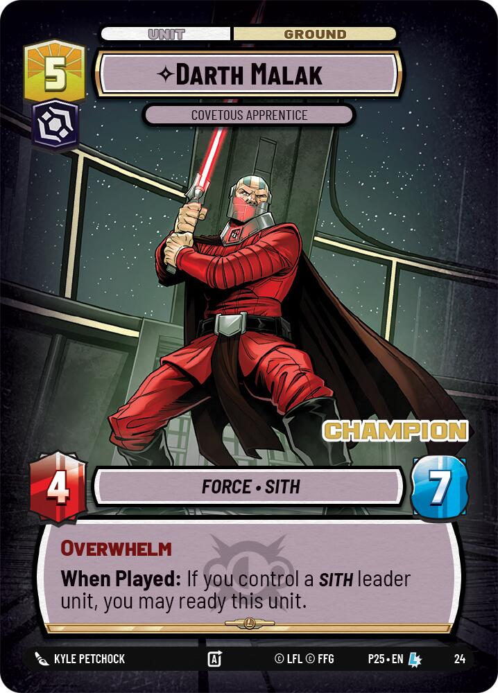 Darth Malak - Covetous Apprentice (Champion) (24) (24) [Organized Play Promos] | Cards and Coasters CA