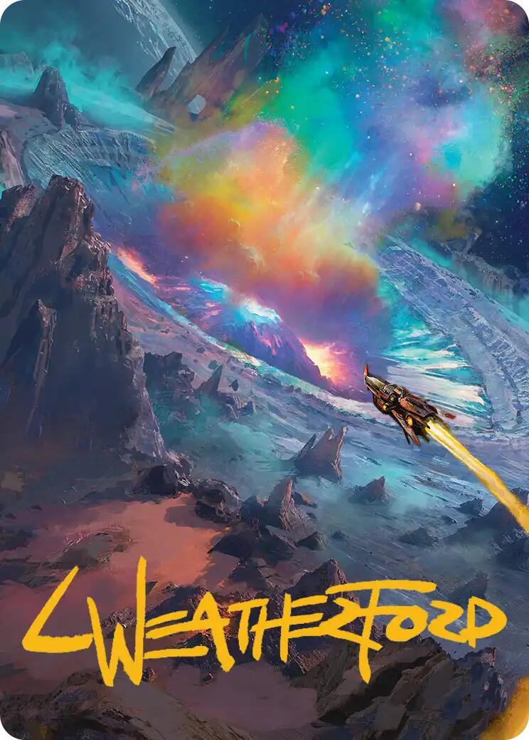 Meteor Crater Art Card (Gold-Stamped Signature) [Edge of Eternities Art Series] | Cards and Coasters CA