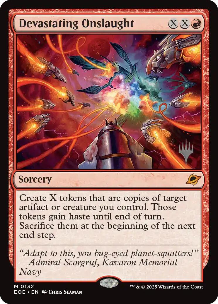 Devastating Onslaught [Edge of Eternities Promo Pack] | Cards and Coasters CA