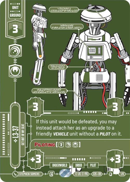 L3-37 (1/6) - Get Out Of My Seat (1/6) [2025 Convention Exclusive] | Cards and Coasters CA
