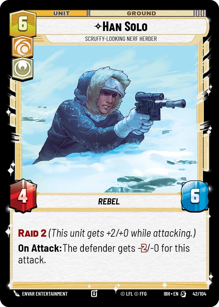 Han Solo (42/104) - Scruffy-Looking Nerf Herder (42/104) [Intro Battle: Hoth] | Cards and Coasters CA