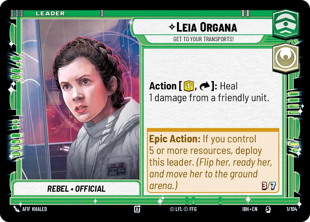 Leia Organa (1/104) - Get To Your Transports! (1/104) [Intro Battle: Hoth] | Cards and Coasters CA