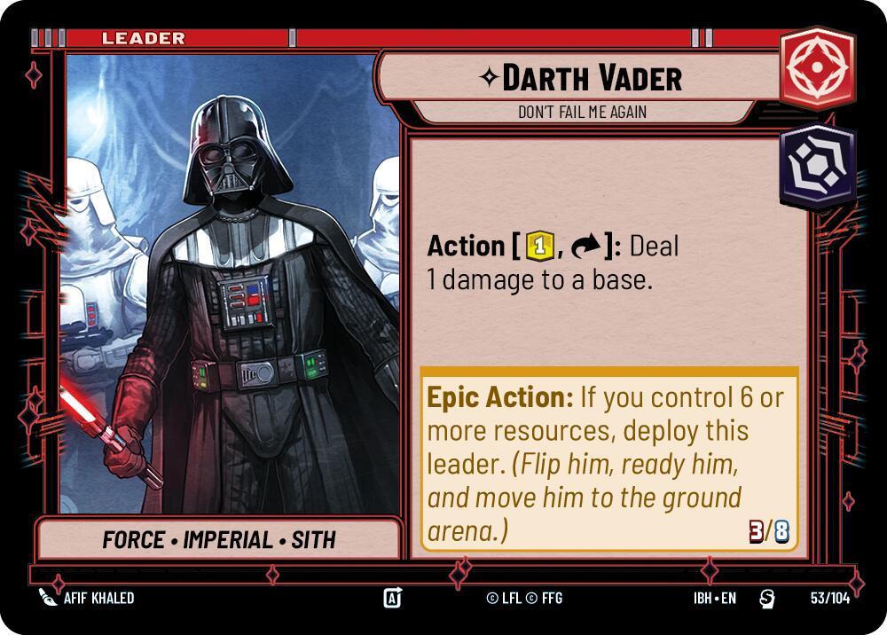 Darth Vader (53/104) - Don't Fail Me Again (53/104) [Intro Battle: Hoth] | Cards and Coasters CA