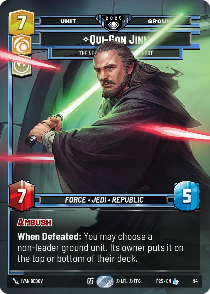 Qui-Gon Jinn (94) - The Negotiations Will Be Short (94) [Organized Play Promos] | Cards and Coasters CA