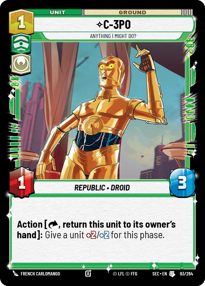 C-3PO (93/264) - Anything I Might Do? (93/264) [Secrets of Power] | Cards and Coasters CA