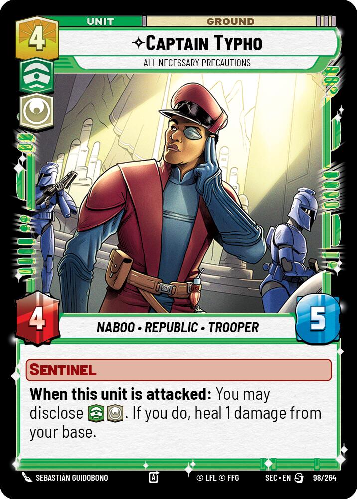 Captain Typho (98/264) - All Necessary Precautions (98/264) [Secrets of Power] | Cards and Coasters CA