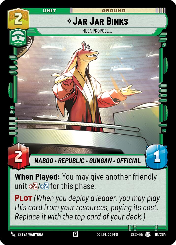 Jar Jar Binks (111/264) - Mesa Propose (111/264) [Secrets of Power] | Cards and Coasters CA