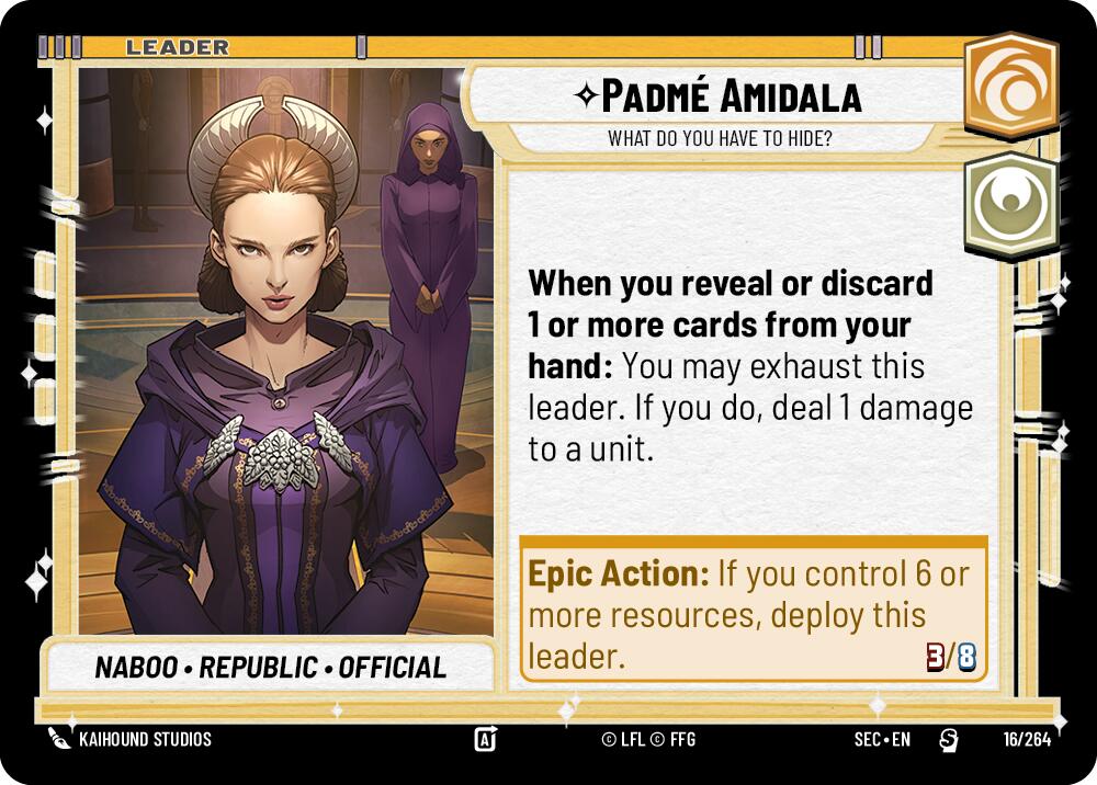 Padme Amidala (16/264) - What Do You Have to Hide? (16/264) [Secrets of Power] | Cards and Coasters CA