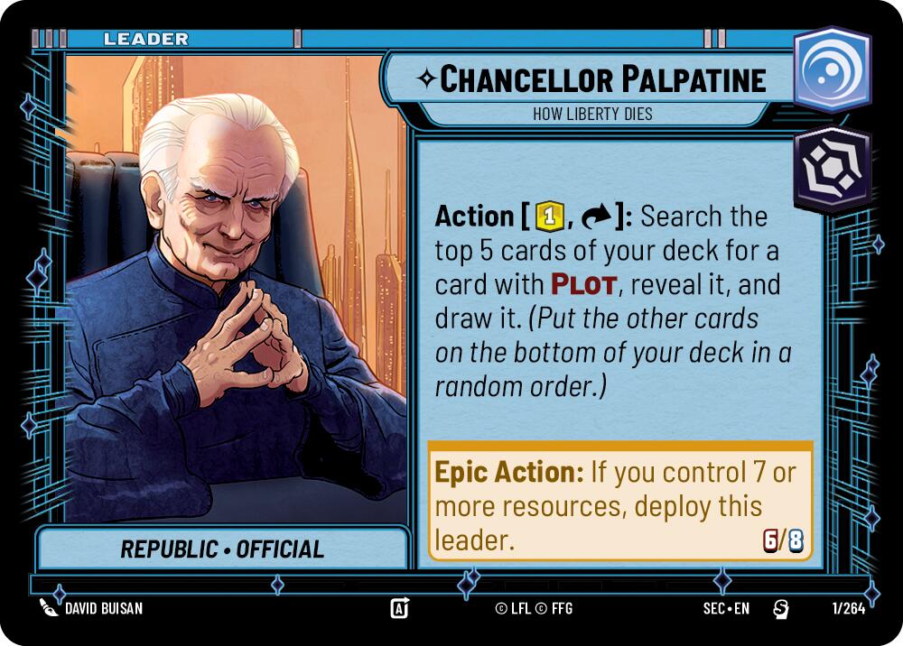 Chancellor Palpatine (1/264) - How Liberty Dies (1/264) [Secrets of Power] | Cards and Coasters CA