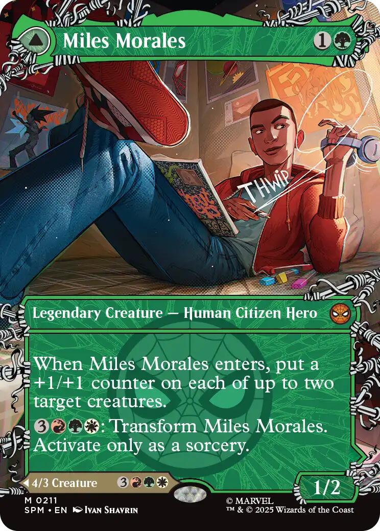 Miles Morales (0211) (Borderless) [Marvel's Spider-Man] | Cards and Coasters CA
