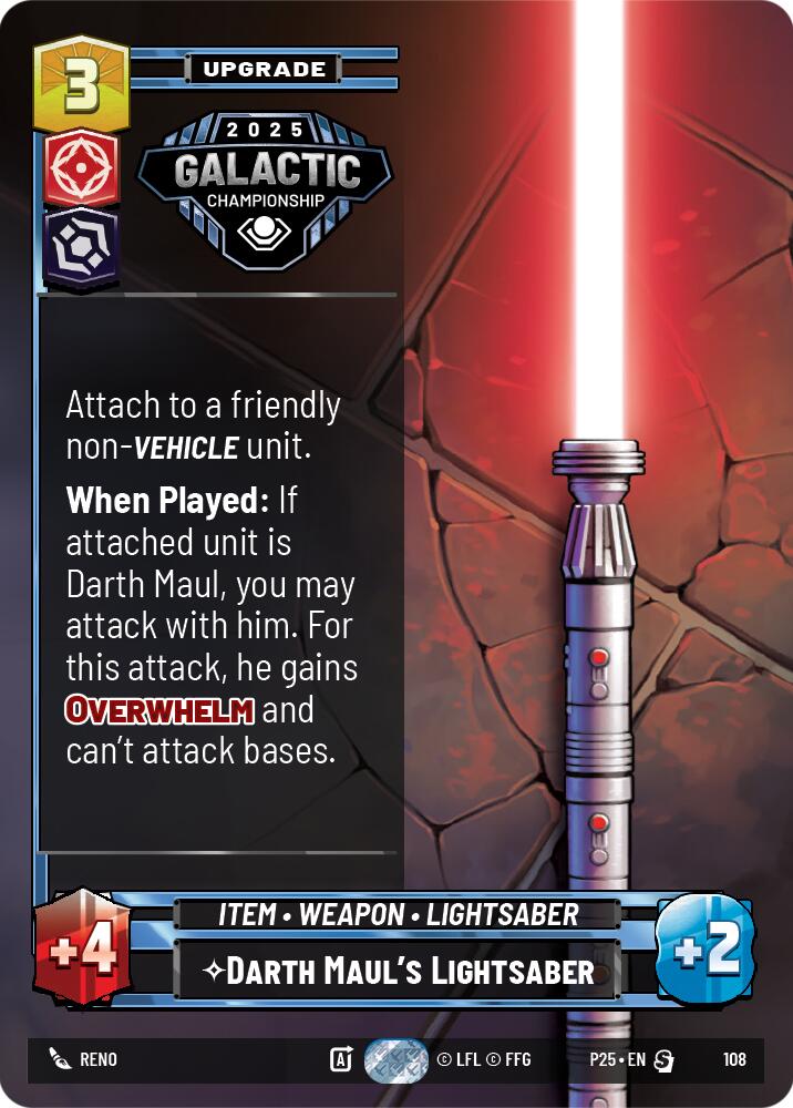 Darth Maul's Lightsaber (108) (108) [Organized Play Promos] | Cards and Coasters CA