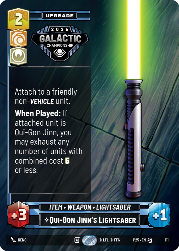 Qui-Gon Jinn's Lightsaber (111) (111) [Organized Play Promos] | Cards and Coasters CA