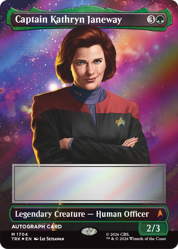 Captain Kathryn Janeway (Borderless) (Signed) [Star Trek] | Cards and Coasters CA