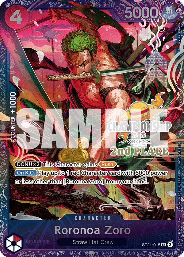 Roronoa Zoro (CS 25-26 2nd Place) [One Piece Promotion Cards] | Cards and Coasters CA