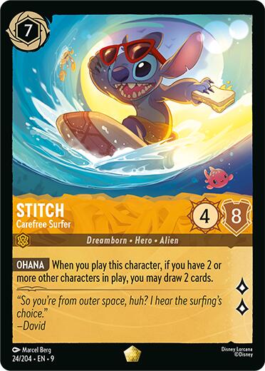 Stitch - Carefree Surfer (24/204) [Fabled] | Cards and Coasters CA