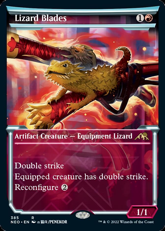 Lizard Blades (Showcase Soft Glow) [Kamigawa: Neon Dynasty] | Cards and Coasters CA