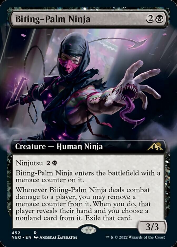 Biting-Palm Ninja (Extended Art) [Kamigawa: Neon Dynasty] | Cards and Coasters CA