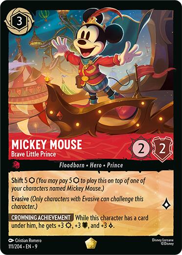 Mickey Mouse - Brave Little Prince (111/204) [Fabled] | Cards and Coasters CA