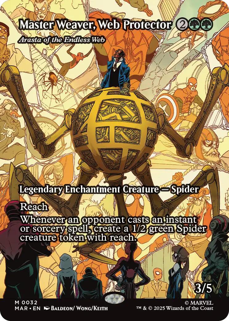 Master Weaver, Web Protector - Arasta of the Endless Web (Borderless) [Marvel's Spider-Man: Eternal-Legal] | Cards and Coasters CA