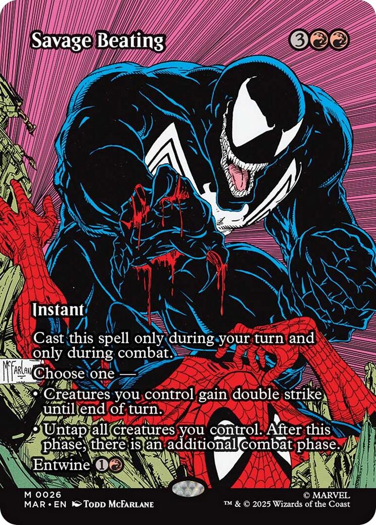 Savage Beating (Borderless) [Marvel's Spider-Man: Eternal-Legal] | Cards and Coasters CA