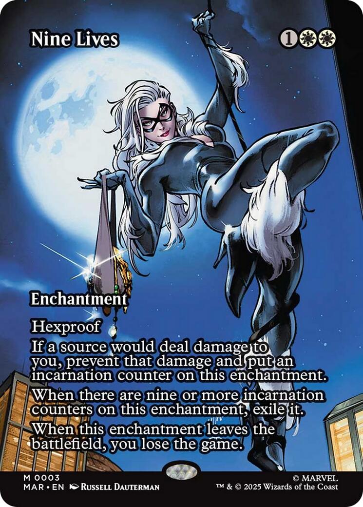 Nine Lives (Borderless) [Marvel's Spider-Man: Eternal-Legal] | Cards and Coasters CA
