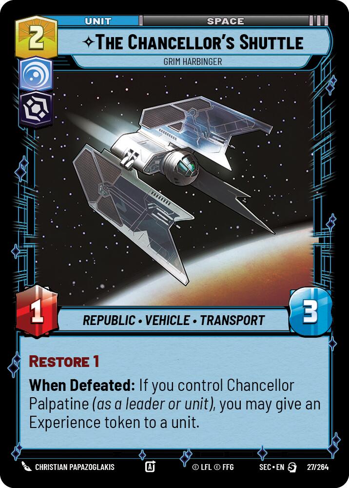 The Chancellor's Shuttle - Grim Harbinger (27/264) (27/264) [Secrets of Power] | Cards and Coasters CA