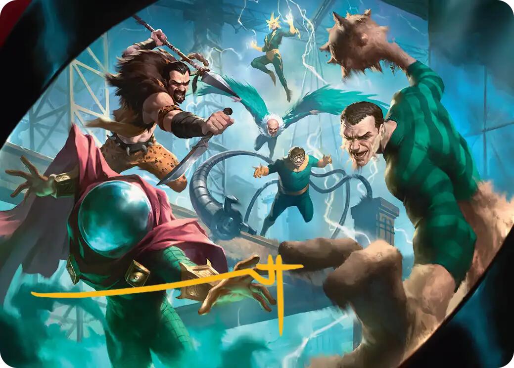 Behold the Sinister Six! Art Card (7/54) (Gold-Stamped Signature) [Marvel's Spider-Man Art Series] | Cards and Coasters CA