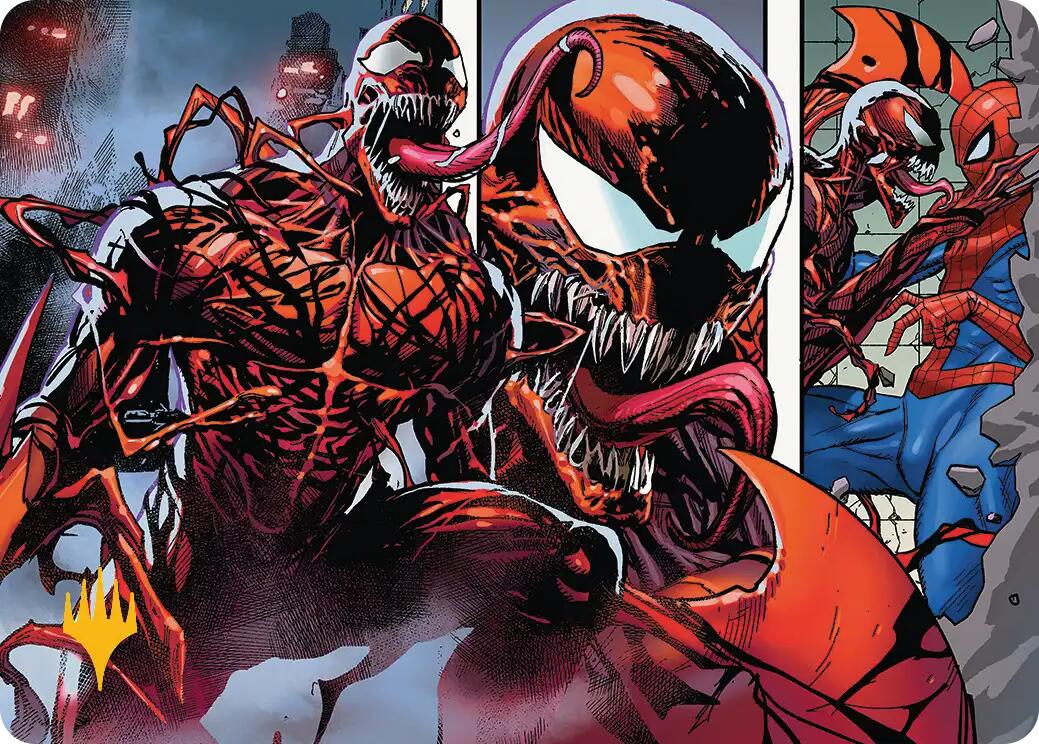 Carnage, Crimson Chaos Art Card (Gold-Stamped Planeswalker Symbol) [Marvel's Spider-Man Art Series] | Cards and Coasters CA