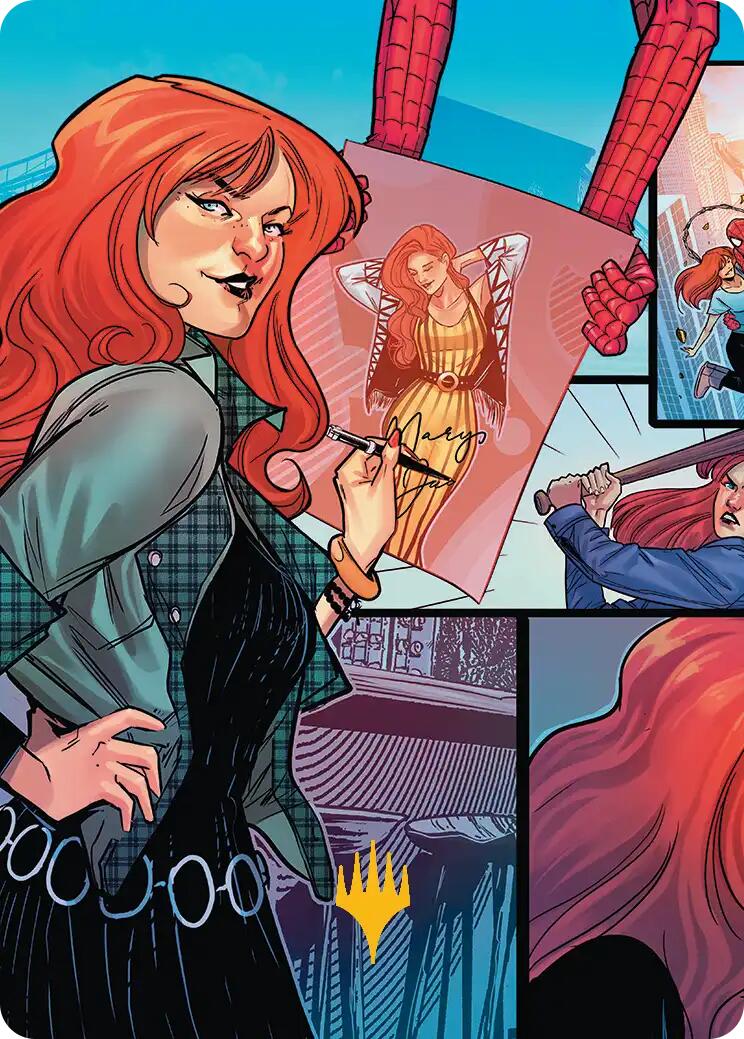 Mary Jane Watson Art Card (Gold-Stamped Planeswalker Symbol) [Marvel's Spider-Man Art Series] | Cards and Coasters CA