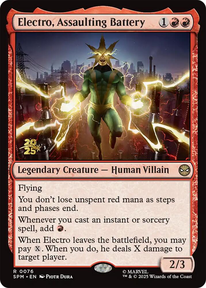 Electro, Assaulting Battery [Marvel's Spider-Man Prerelease Promos] | Cards and Coasters CA