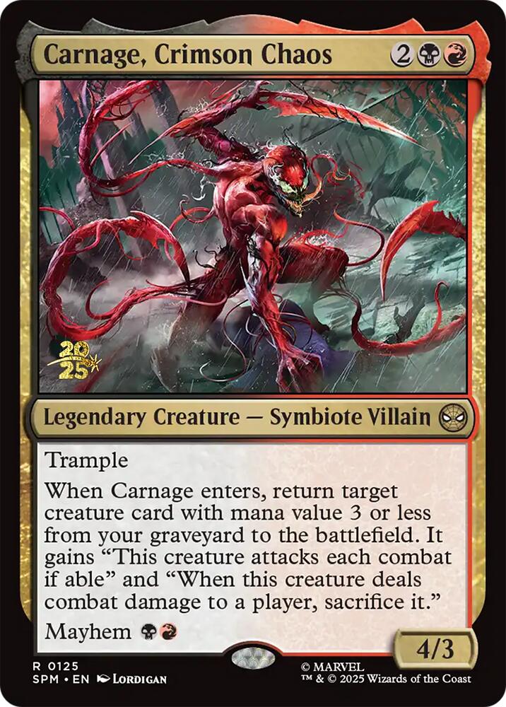 Carnage, Crimson Chaos [Marvel's Spider-Man Prerelease Promos] | Cards and Coasters CA