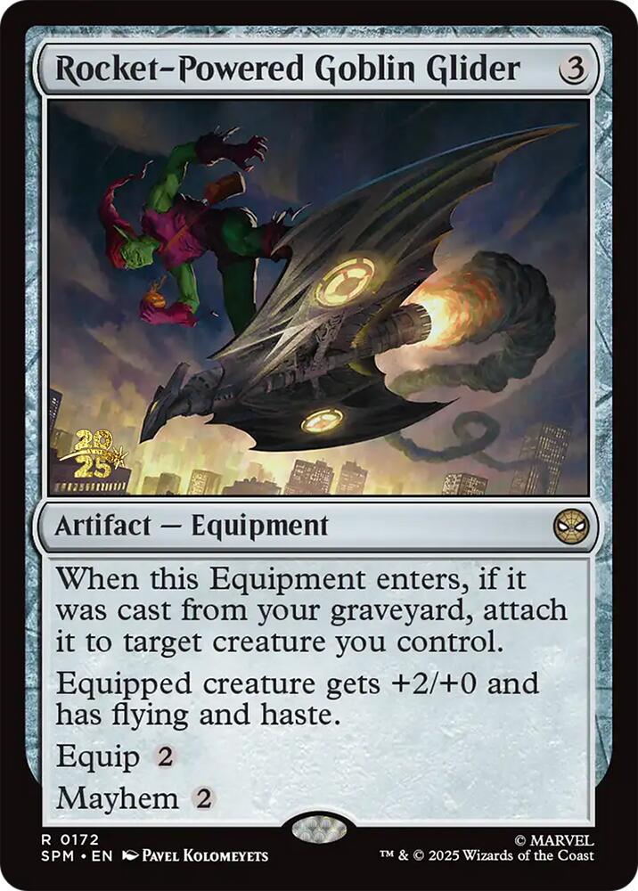 Rocket-Powered Goblin Glider [Marvel's Spider-Man Prerelease Promos] | Cards and Coasters CA