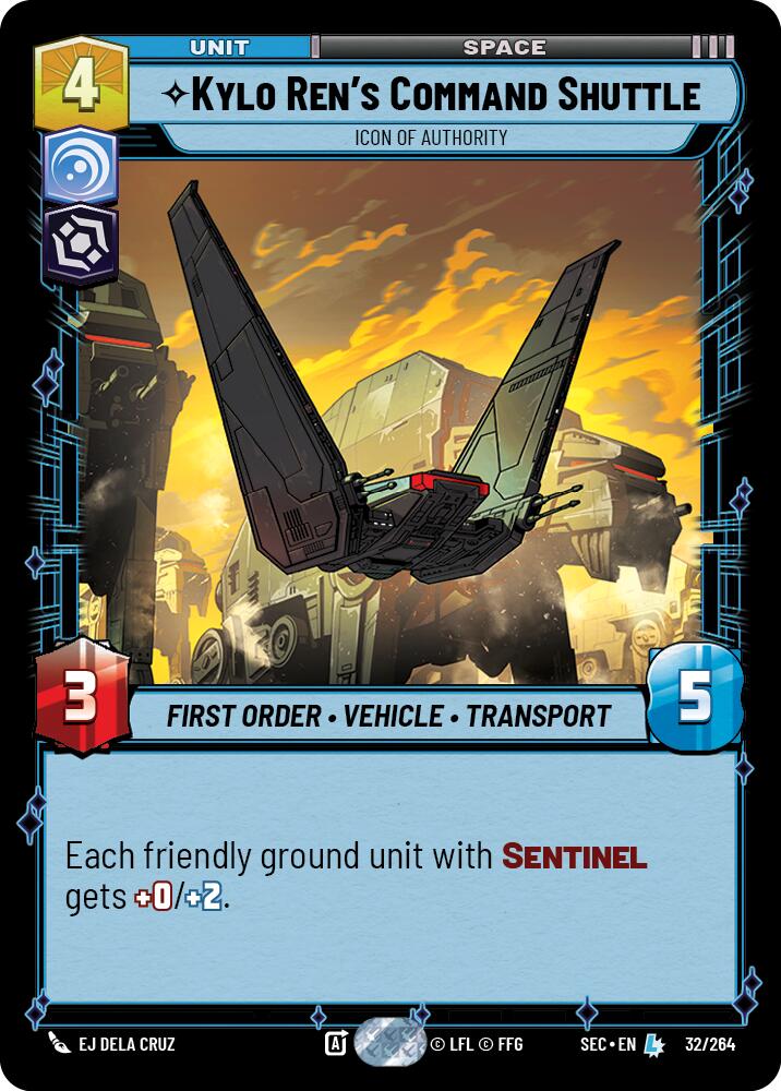 Kylo Ren's Command Shuttle (32/264) - Icon of Authority (32/264) [Secrets of Power] | Cards and Coasters CA