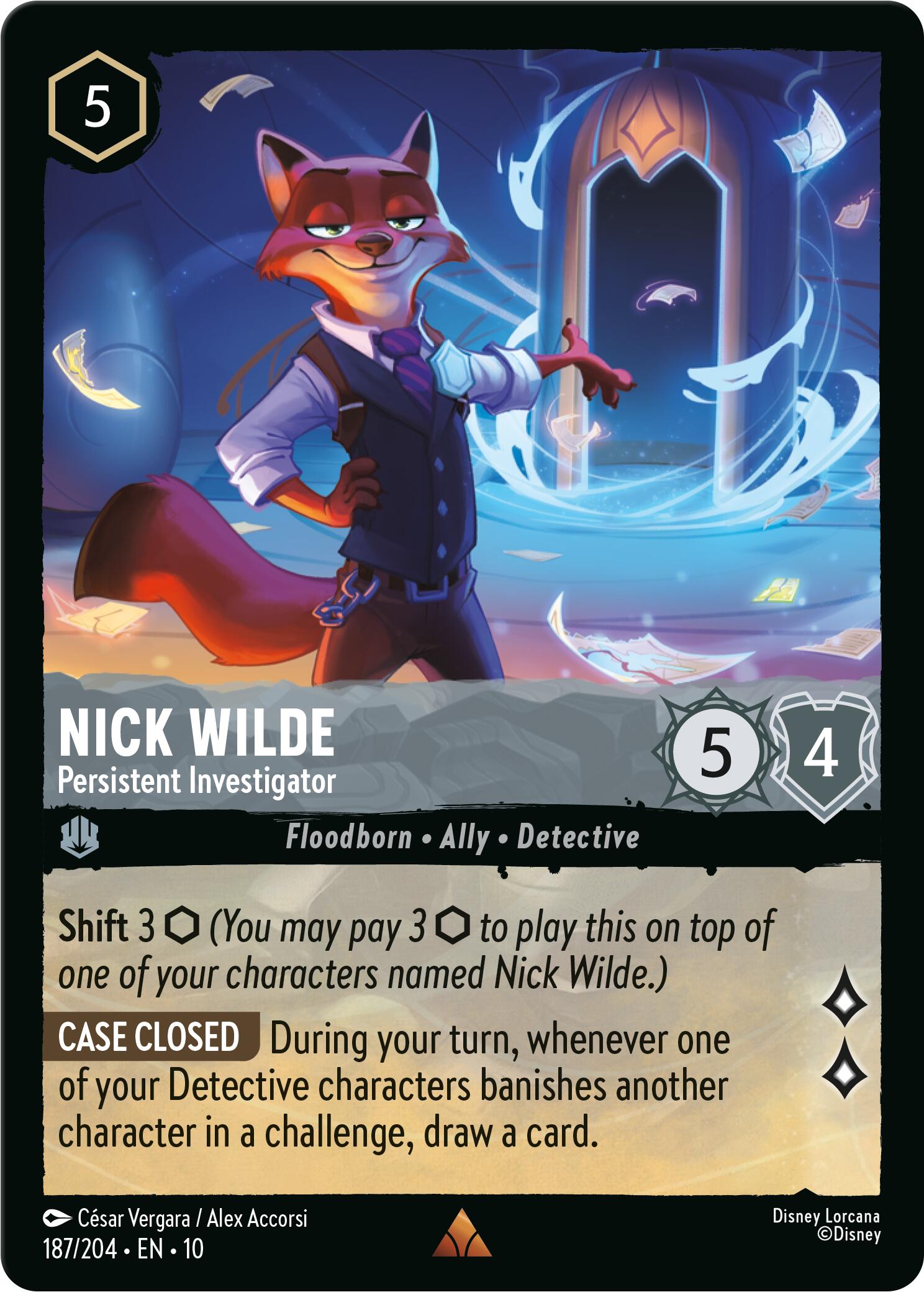 Nick Wilde - Persistent Investigator (187/204) [Whispers in the Well] | Cards and Coasters CA