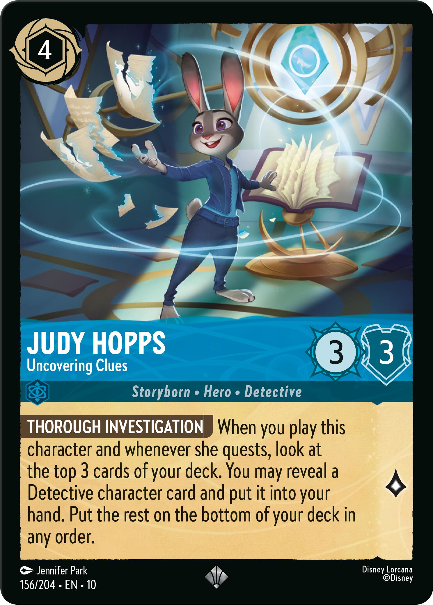 Judy Hopps - Uncovering Clues (156/204) [Whispers in the Well] | Cards and Coasters CA