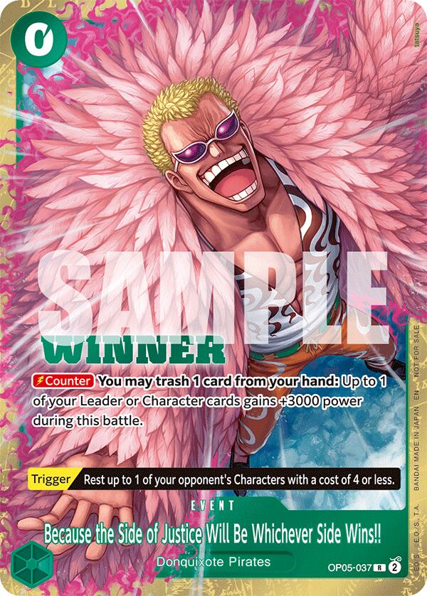 Because the Side of Justice Will Be Whichever Side Wins!! (Winner Pack 2025 Vol. 4) [One Piece Promotion Cards] | Cards and Coasters CA