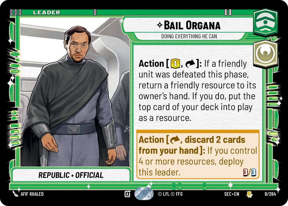 Bail Organa (8/264) - Doing Everything He Can (8/264) [Secrets of Power] | Cards and Coasters CA